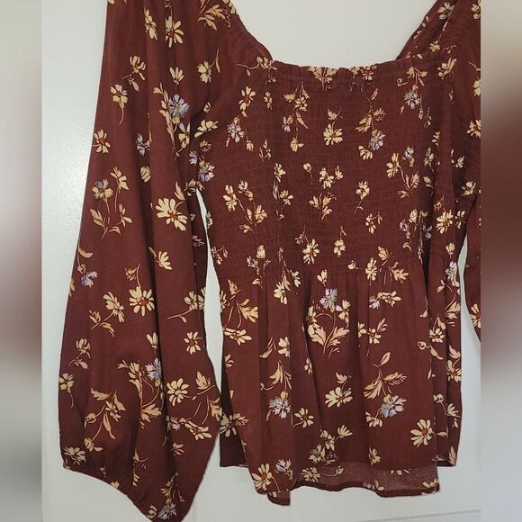 Madewell Lucie Smocked Square Neck Cotton Floral Cottage Top 10 - Picture 6 of 15